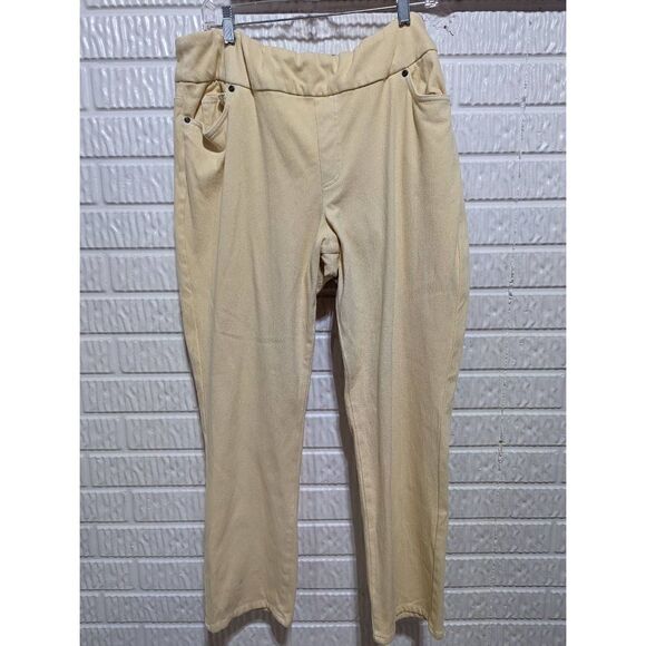 Coldwater Creek Women's Yellow Straight-Leg Stretch Pull-On Jeans Size 18 - Picture 1 of 6